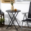 TAVOLO DA GIARDINO ROTONDO E PIEGHEVOLE IN ACCIAIO E HDPE, 60X73 CM, GRIGIO SCURO