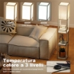 LAMPADA DA TERRA CON RIPIANI, LUCE REGOLABILE, INTERRUTTORE A PEDALE E PORTE USB, BIANCO E ROVERE
