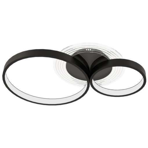 PLAFONIERA LED MODERNA A 3 ANELLI CON TEMPERATURA COLORE REGOLABILE, POTENZA 40W, NERO