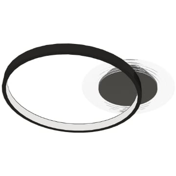PLAFONIERA LED MODERNA A 2 ANELLI CON TEMPERATURA COLORE REGOLABILE, POTENZA 30W, NERO