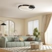 PLAFONIERA LED MODERNA A 2 ANELLI CON TEMPERATURA COLORE REGOLABILE, POTENZA 30W, NERO