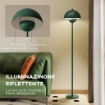 LAMPADA DA TERRA CON PARALUME SEMICIRCOLARE E INTERRUTTORE A PEDALE, IN ACCIAIO, Ï30X155 CM, VERDE