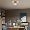 PLAFONIERA LED MODERNA E MINIMAL A GABBIA CON 18 CRISTALLI, IN METALLO ORO, Ï27X19 CM