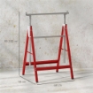 SET 2 CAVALLETTI DA LAVORO TELESCOPICI 80-130 CM PIEGHEVOLI, IN ACCIAIO Q195, 68X58X80 CM, ROSSO E ARGENTO