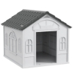 CASETTA PER CANI IN PP IMPERMEABILE CON TETTO INCLINATO E PORTA DI INGRESSO, 65X75.7X63 CM, GRIGIO