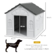 CASETTA PER CANI IN PP IMPERMEABILE CON TETTO INCLINATO E PORTA DI INGRESSO, 65X75.7X63 CM, GRIGIO