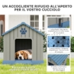 CASETTA PER CANI TAGLIA MEDIA DA ESTERNO IMPERMEABILE CON BASE RIALZATA E FINESTRE, 85X79X82 CM, GRIGIO