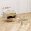 SET DI 2 COMODINI SOSPESI MODERNI CON CASSETTO E VANO APERTO, 37X32X21 CM, LEGNO NATURALE