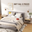 SET DI 2 COMODINI SOSPESI MODERNI CON CASSETTO E VANO APERTO, 37X32X21 CM, LEGNO NATURALE