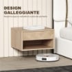 SET DI 2 COMODINI SOSPESI MODERNI CON CASSETTO E VANO APERTO, 37X32X21 CM, LEGNO NATURALE