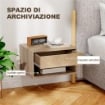 SET DI 2 COMODINI SOSPESI MODERNI CON CASSETTO E VANO APERTO, 37X32X21 CM, LEGNO NATURALE