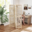 PARAVENTO DA INTERNO A 3 PANNELLI PIEGHEVOLE E SEPARABILE IN LEGNO, DESIGN A FOGLIE, 120X170 CM, COLORE LEGNO