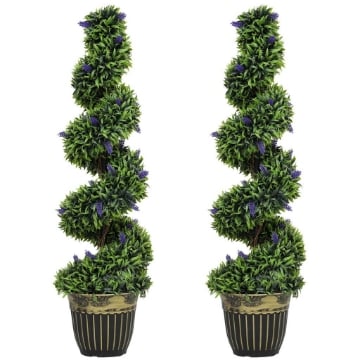 SET 2 PIANTE FINTE BOSSO A SPIRALE ANTI-UV CON LAVANDA 115CM VERDE E BLU
