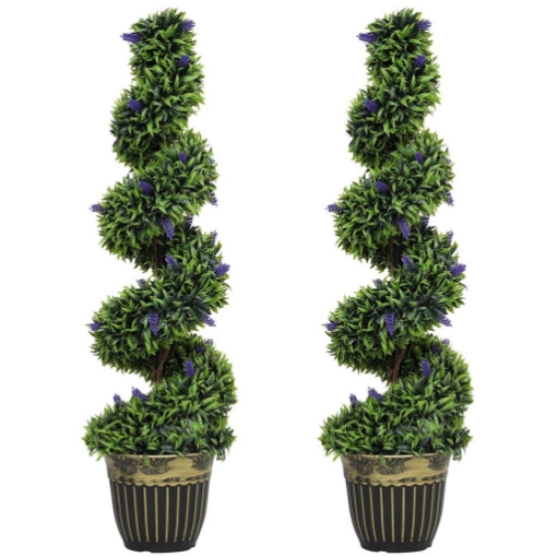 SET 2 PIANTE FINTE BOSSO A SPIRALE ANTI-UV CON LAVANDA 115CM VERDE E BLU
