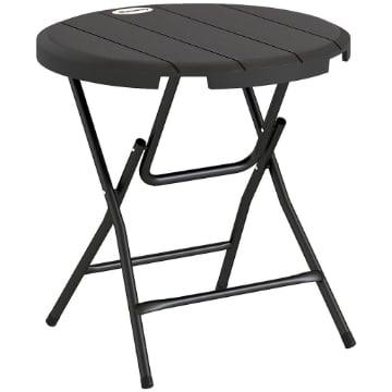 TAVOLO DA GIARDINO ROTONDO PIEGHEVOLE PER 4 PERSONE IN ALLUMINIO E PLASTICA HDPE, 80X73 CM, GRIGIO