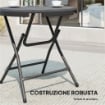 TAVOLO DA GIARDINO ROTONDO PIEGHEVOLE PER 4 PERSONE IN ALLUMINIO E PLASTICA HDPE, 80X73 CM, GRIGIO