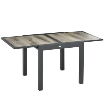 TAVOLO DA GIARDINO ALLUNGABILE PER 6 PERSONE IN PLASTICA E ALLUMINIO, 80/160X80X75 CM, BEIGE