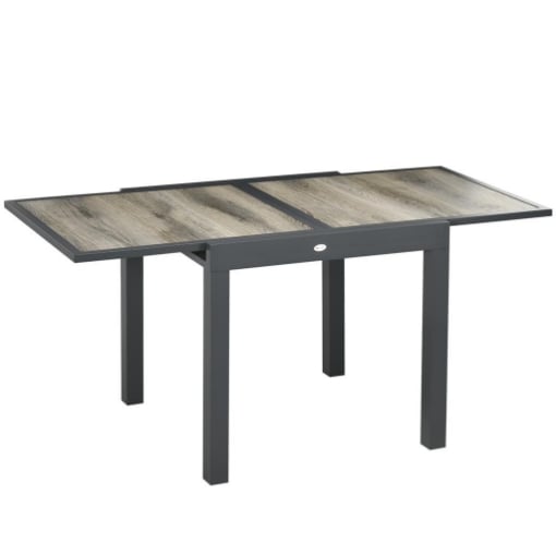 TAVOLO DA GIARDINO ALLUNGABILE PER 6 PERSONE IN PLASTICA E ALLUMINIO, 80/160X80X75 CM, BEIGE