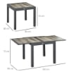 TAVOLO DA GIARDINO ALLUNGABILE PER 6 PERSONE IN PLASTICA E ALLUMINIO, 80/160X80X75 CM, BEIGE