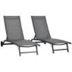 SET 2 LETTINI PRENDISOLE CON SCHIENALE RECLINABILE, IN ALLUMINIO E TESSUTO TRASPIRANTE, 66X165X102 CM, GRIGIO SCURO