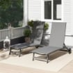 SET 2 LETTINI PRENDISOLE CON SCHIENALE RECLINABILE, IN ALLUMINIO E TESSUTO TRASPIRANTE, 66X165X102 CM, GRIGIO SCURO
