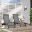 SET 2 LETTINI PRENDISOLE CON SCHIENALE RECLINABILE, IN ALLUMINIO E TESSUTO TRASPIRANTE, 66X165X102 CM, GRIGIO SCURO