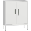 ARMADIETTO DA UFFICIO IN ACCIAIO A 2 RIPIANI REGOLABILI CON SERRATURA E 2 CHIAVI, 80X40X100 CM, BIANCO