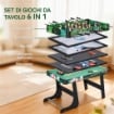 TAVOLO DA GIOCO 6 IN 1 CON CALCIO BALILLA, BILIARDO, AIR HOCKEY, PING PONG, ANELLI E HOCKEY SU PRATO, 118X104X71 CM