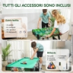 TAVOLO DA GIOCO 6 IN 1 CON CALCIO BALILLA, BILIARDO, AIR HOCKEY, PING PONG, ANELLI E HOCKEY SU PRATO, 118X104X71 CM