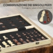 SCACCHIERA PIEGHEVOLE PER SCACCHI E DAMA CON SCOMPARTI, IN LEGNO E METALLO, 38.5X38.5X2.8 CM, BIANCO E NERO
