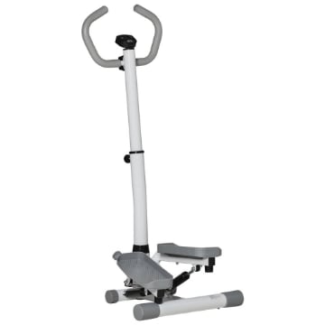 STEPPER CON MONITOR LCD, MANUBRIO REGOLABILE ED ELASTICI, IN ACCIAIO E ABS, BIANCO E GRIGIO