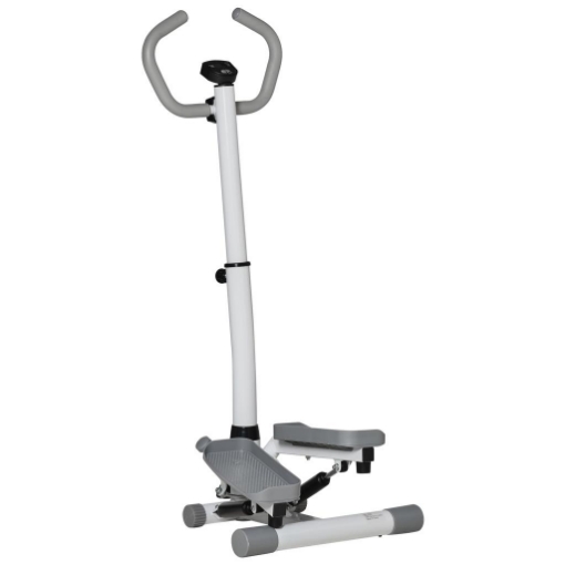STEPPER CON MONITOR LCD, MANUBRIO REGOLABILE ED ELASTICI, IN ACCIAIO E ABS, BIANCO E GRIGIO