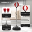 PUNCHING BALL DA TERRA AD ALTEZZA REGOLABILE CON GUANTONI E BASE RIEMPIBILE, 43X43X126-144 CM, ROSSO E BIANCO