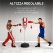 PUNCHING BALL DA TERRA AD ALTEZZA REGOLABILE CON GUANTONI E BASE RIEMPIBILE, 43X43X126-144 CM, ROSSO E BIANCO