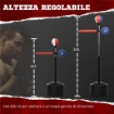 SACCO BOXE DA TERRA CON BARRA GIREVOLE, SPEEDBALL E COLPITORE, IN ACCIAIO, HDPE E PU, 80.5X48X163-205 CM