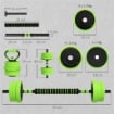 SET PESI DA PALESTRA 4 IN 1 DA 20KG, CONVERTIBILE IN KETTLEBELL, 2 MANUBRI, BILANCIERE E SUPPORTO FLESSIONI, VERDE