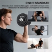 PESI PER PALESTRA 2 IN 1 DA 42 KG CON 14 DISCHI, BILANCIERE E MANUBRI, IN ACCIAIO, 180X24X24 CM, NERO