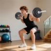 PESI PER PALESTRA 2 IN 1 DA 42 KG CON 14 DISCHI, BILANCIERE E MANUBRI, IN ACCIAIO, 180X24X24 CM, NERO