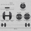PESI PER PALESTRA 2 IN 1 DA 42 KG CON 14 DISCHI, BILANCIERE E MANUBRI, IN ACCIAIO, 180X24X24 CM, NERO
