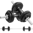 SET PESI E BILANCIERE DA 20KG CON IMPUGNATURE ANTISCIVOLO, 8 DISCHI PESI, BARRA BILANCIERE E 2 BARRE MANUBRI IN ACCIAIO