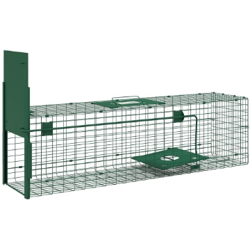 GABBIA TRAPPOLA PER ANIMALI PICCOLI CON UNA PORTA E MANIGLIA, 100X25X28CM CM, VERDE SCURO