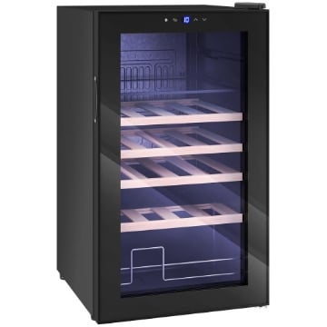 CANTINETTA FRIGO PER VINO DA 63L CON RIPIANI REGOLABILI PER 16 BOTTIGLIE E 25 LATTINE, 43X45X74 CM, NERO