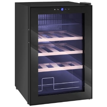 CANTINETTA FRIGO PER VINO DA 53L CON RIPIANI REGOLABILI PER 12 BOTTIGLIE E 25 LATTINE, 43X45X64 CM, NERO