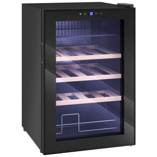 CANTINETTA FRIGO PER VINO DA 53L CON RIPIANI REGOLABILI PER 12 BOTTIGLIE E 25 LATTINE, 43X45X64 CM, NERO