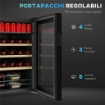 CANTINETTA FRIGO PER VINO DA 53L CON RIPIANI REGOLABILI PER 12 BOTTIGLIE E 25 LATTINE, 43X45X64 CM, NERO