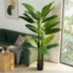 ALBERO DI BANANO ARTIFICIALE PIANTA FINTA CON 18 FOGLIE, 180 CM, VERDE