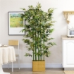PIANTA DI BAMB¨ ARTIFICIALE ALTA 180 CM DA 1640 FOGLIE CON BASE IN LEGNO DI PINO 35X10X10 CM, VERDE