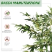 PIANTA DI BAMB¨ ARTIFICIALE ALTA 180 CM DA 1640 FOGLIE CON BASE IN LEGNO DI PINO 35X10X10 CM, VERDE