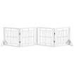 CANCELLINO PER CANI PIEGHEVOLE CON 4 PANNELLI E PIEDINI TRIANGOLARI, 280X70 CM, BIANCO