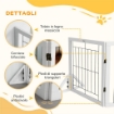 CANCELLINO PER CANI PIEGHEVOLE CON 4 PANNELLI E PIEDINI TRIANGOLARI, 280X70 CM, BIANCO